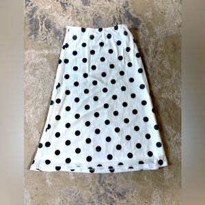 Polka Dot A-Line Skirt - Black and White